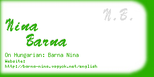 nina barna business card